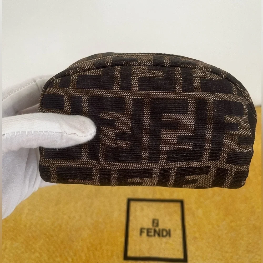 FENDI FF Zucca Monogram Cosmetic/Vanity Pouch Italy EUC Circa1980’s-1990’s